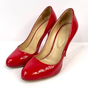 SERGIO ROSSI RED Leather 4 Inch Heel Shoes Size 5 (EU 35.5)